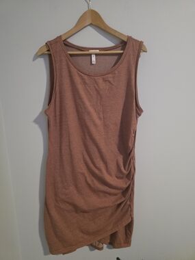 Leith Ruched Side Tank Dress Rust Brown XXL Sleeveless Stretch Casual